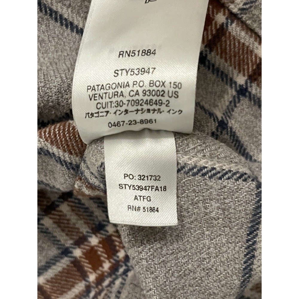 Patagonia Shirt Men Medium Long Sleeve Flannel Organic Cotton Gray Plaid - Picture 6 of 10